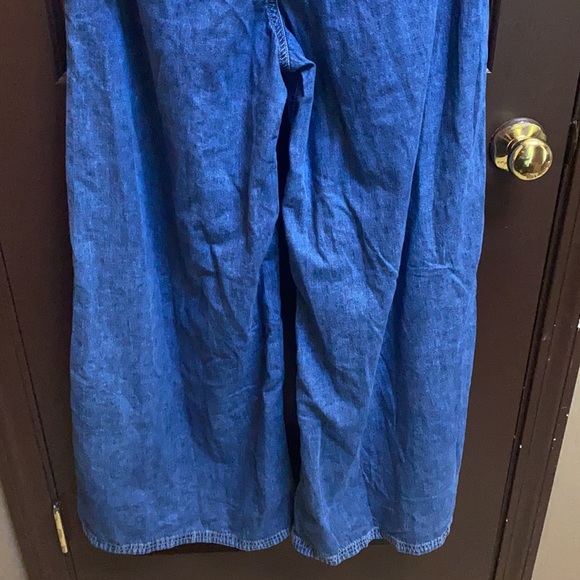 Free People Rider Suit Denim Blue Jeans Size M Wide Leg Pants Only - Picture 14 of 17